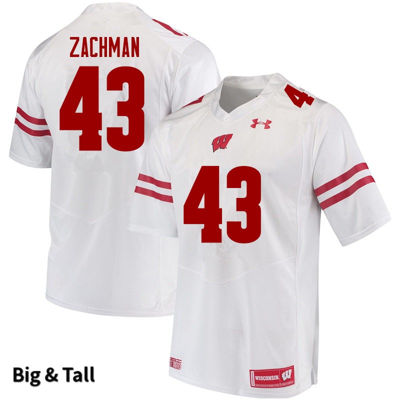 Wisconsin Badgers Men's #43 Preston Zachman NCAA Under Armour Authentic White Big & Tall College Stitched Football Jersey HW40I65QG